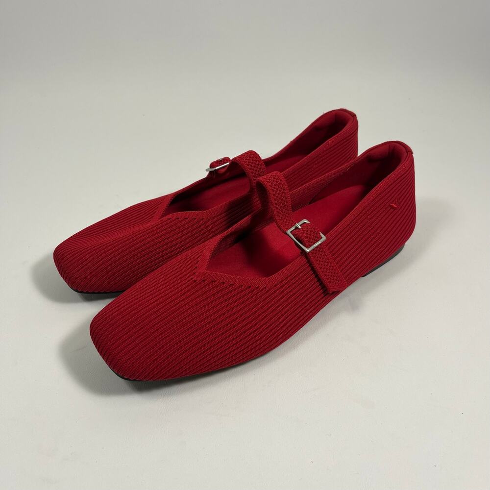 Vivaia Margot Mary Jane Square Toe Ballet Flats EU 40 US 9 Red Classic Preppy